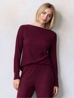 LC Lauren Conrad Ribbed Knit Top in Wine